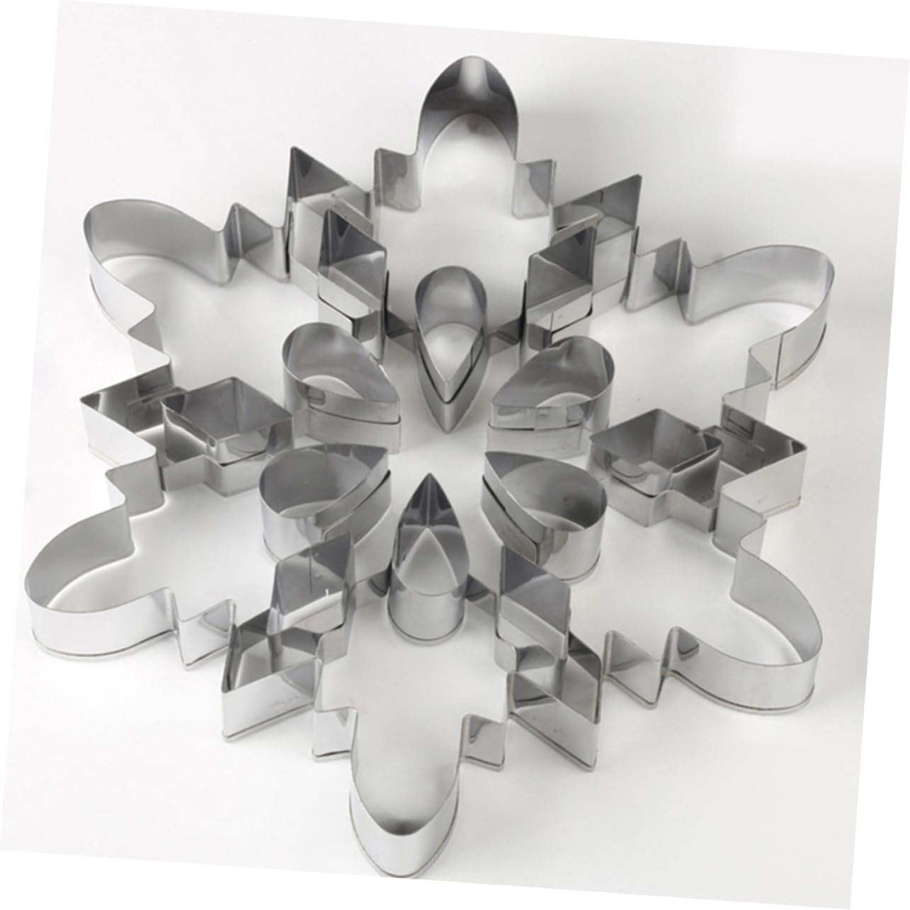 2Pcs Stainless Steel Snowflake Cookie Mold Fun Fondant Baking Tool for Creative Christmas Treats Easy to Clean and Reusable Design for Home Bakers and Boys and Girls image number 1