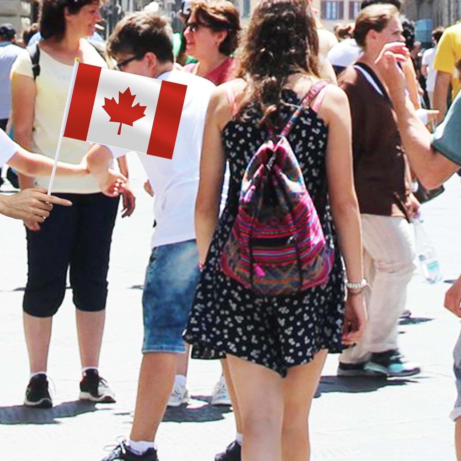 Canada Handheld Small Flag Set,10 PCS 5&times;8 Inch Mini Canadian Hand Held Banner,Tiny Digital Printed Polyester Banner image number 3