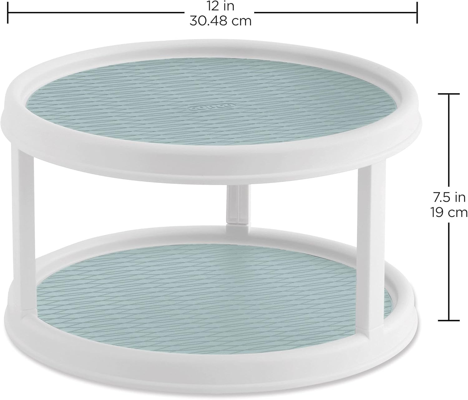 Copco Non-Skid 2 Tier Pantry Cabinet Lazy Susan Turntable, 12-Inch - Organize Kitchen, Bathroom, Home Office, Laundry Room, Garage, Craft Room - Kitchen Turntable & Pantry Organizer (Buxton Blue) image number 1