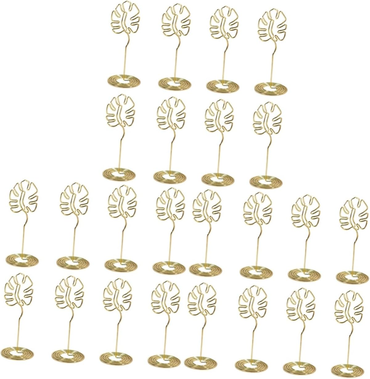 LALAFINA 6 Pcs Palm Leaf Table Decoration Place Holder Stand Picture Stands Photo Holder Clips Hawaiian Table Numbers Place Card Holder Stand Cute Place Holders Banquet Metal Table Card