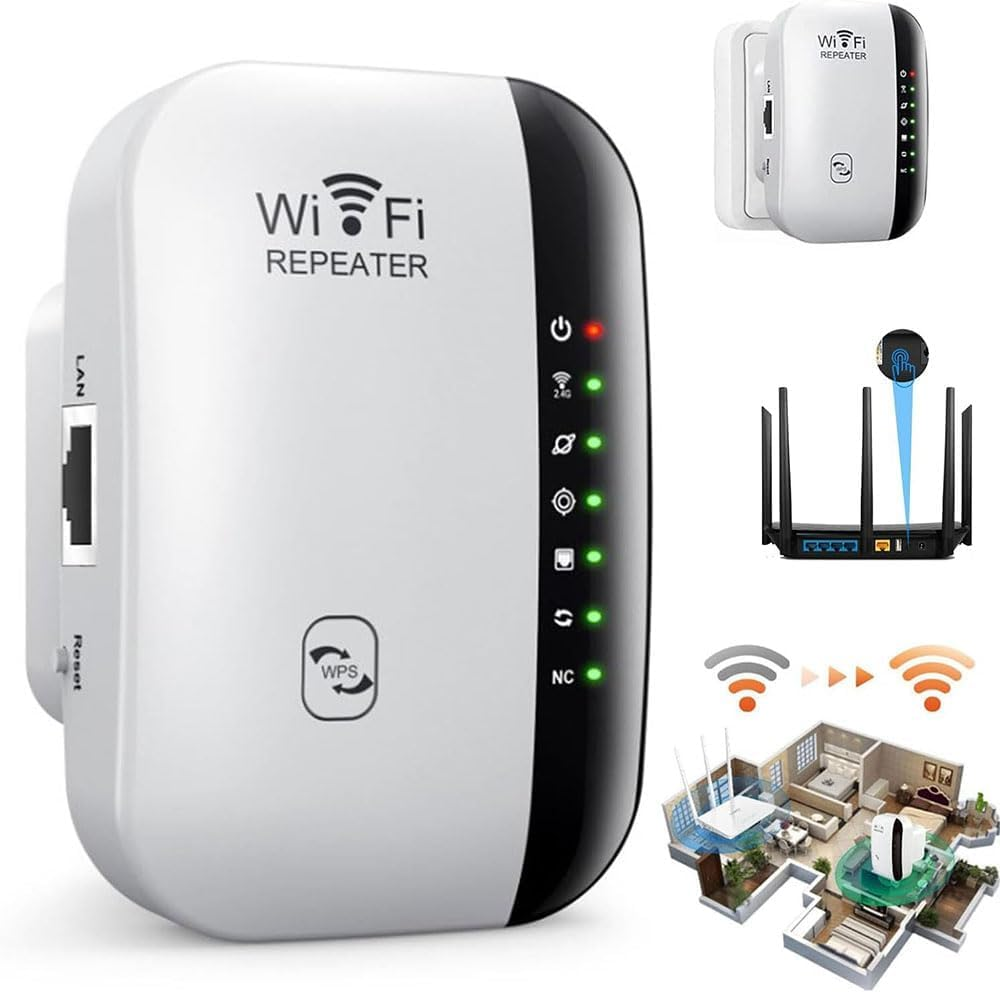 Wifi Extender, Wifi Range Extender, Wireless Internet Repeater, Long Range Amplifier with Ethernet Port, Signal Booster up to 5000Sq. Ft and 50+ Devices, 1-Key Setup, Access Point, Alexa Compatible image number 4