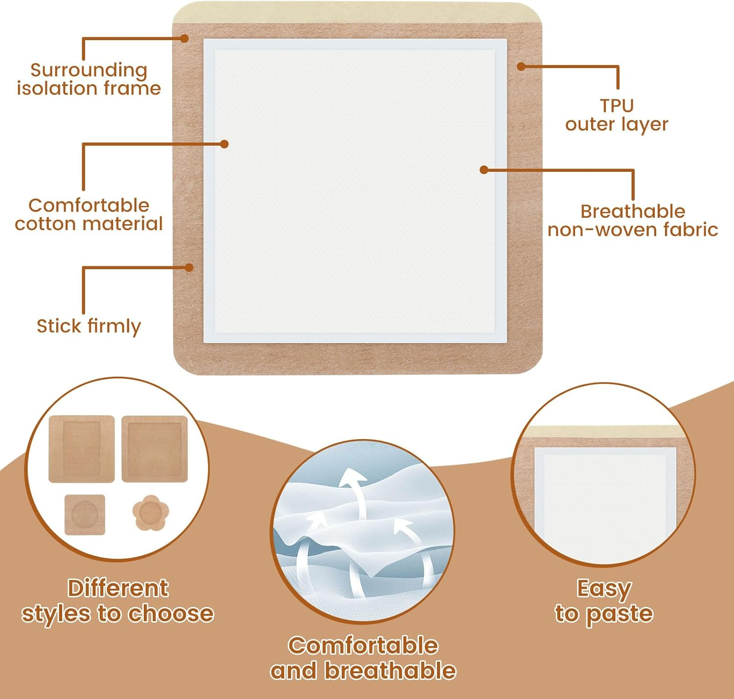 Fwqofvk 40Pcs Essential Oil Wraps, Self Adhesive Castor Oil Wrap Pads with Cotton Inner Layer, Breathable Cold Pressed Oil Wraps, Leak Proof Adhesive Oil Packs for Waist Back Neck Arm Work Sleep