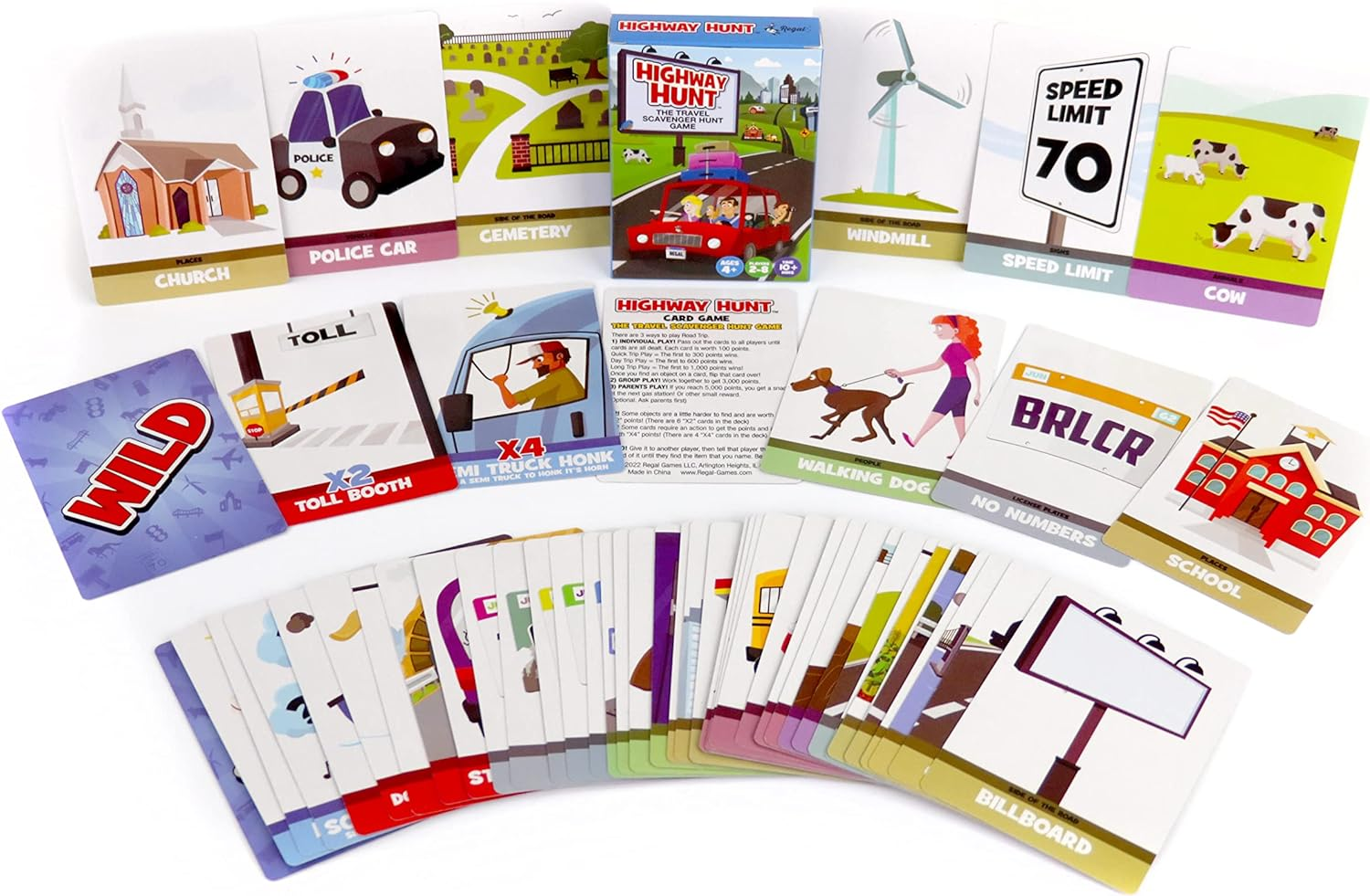 Regal Games - Highway Hunt Card Game - Travel Scavenger Hunt Game - for Family Vacations, Car Rides, & Road Trips - 2.75&rdquo;X 4&rdquo; Card Size - 54 Count - 2-8 Players, Ages 4+ image number 5