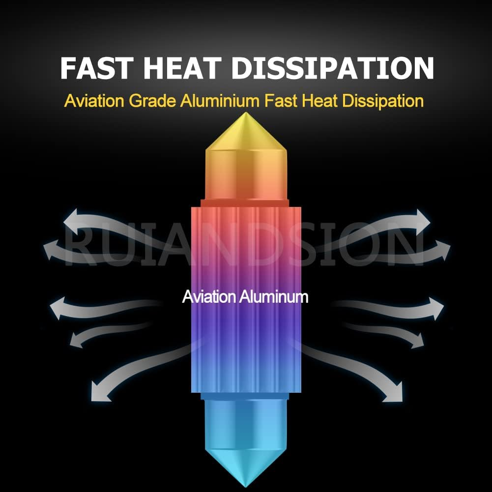 Ruiandsion 44Mm LED Dome Lights 10-30V Extremely Bright 211-2 212-2 561 562 LED Festoon Light Bulbs Canbus Error Free Replacement for Cars Trucks Interior Map Dome Lights, Warm White (Pack of 2) image number 3