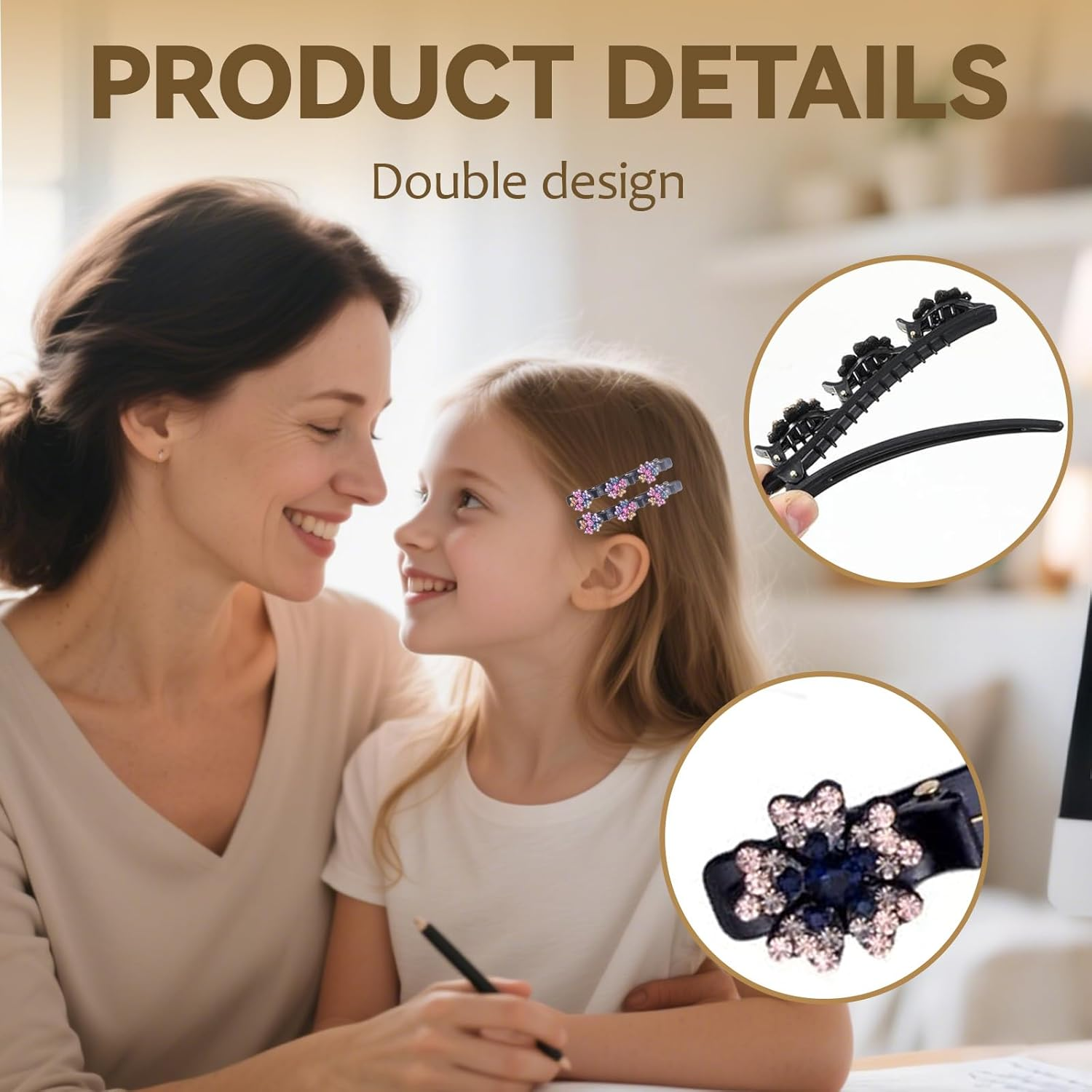 Azureray Hair Accessories for Women, 4 Pieces Five-Leaf Clover with Crystal, Hair Clip for Fine Hair, Stylish Hair Clips Women - Everyday & Party Hairstyles, Robust & Non-Slip image number 5