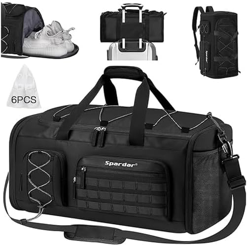 3 in 1 Gym Bag for Men and Women, with Shoe Compartment, 6 Shoe Pockets and Wet and Dry Pockets, 55L Large Capacity, Waterproof Sports Duffel Bag for Fitness, Travel, Weekend Leisure image number 6