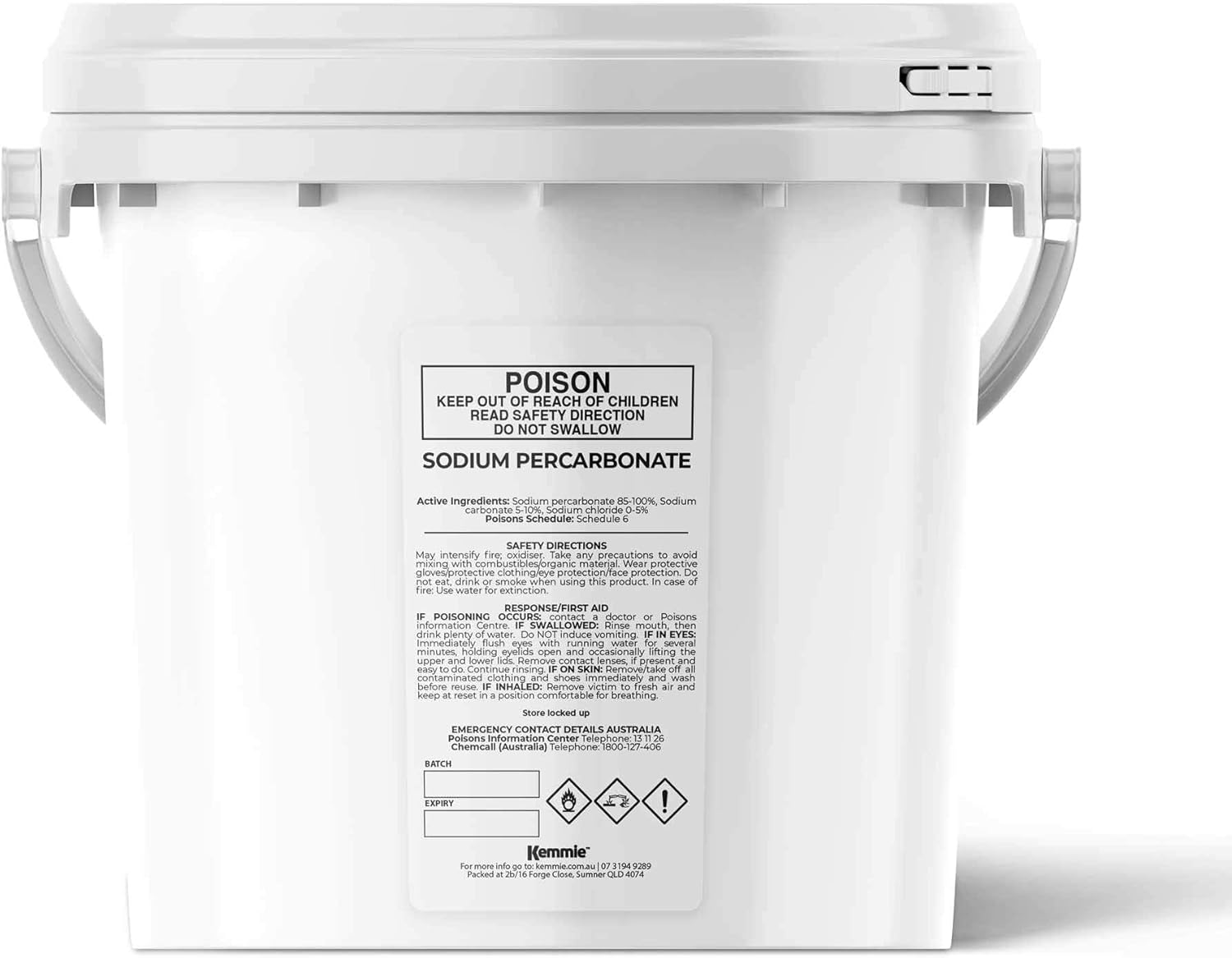 Kemmie Oxygen Bleach - 5Kg Sodium Percarbonate Tub - Eco Laundry Cleaner & Sanitiser
