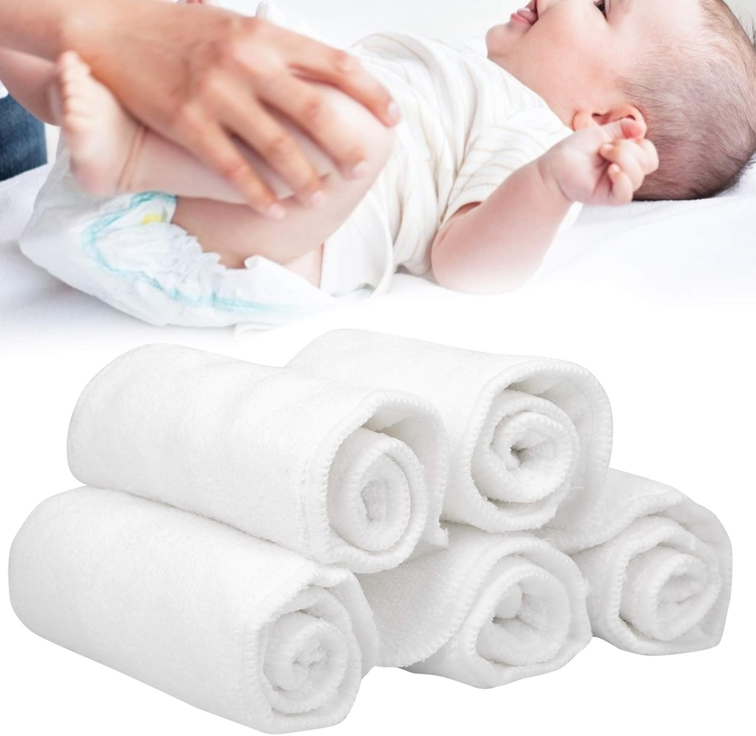 Baby Liner Inserts, 3‑Layer Super Absorbent Cloth Nappy Liners, Diapers Microfiber Baby Liner Inserts Reusable Baby Cloth for Baby Baby Bath Kids Children(Pack of Five, 35 * 13.5Cm)