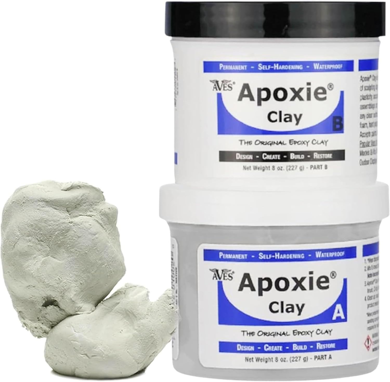 Apoxie Air Dry Clay for Professionals - Self Hardening Modelling Clay, Waterproof Sculpting Clay Made for Detail - No Cracking Modelling Clay - 2 Part Epoxy Clay for Sculpting, White (0.5Kg) image number 1