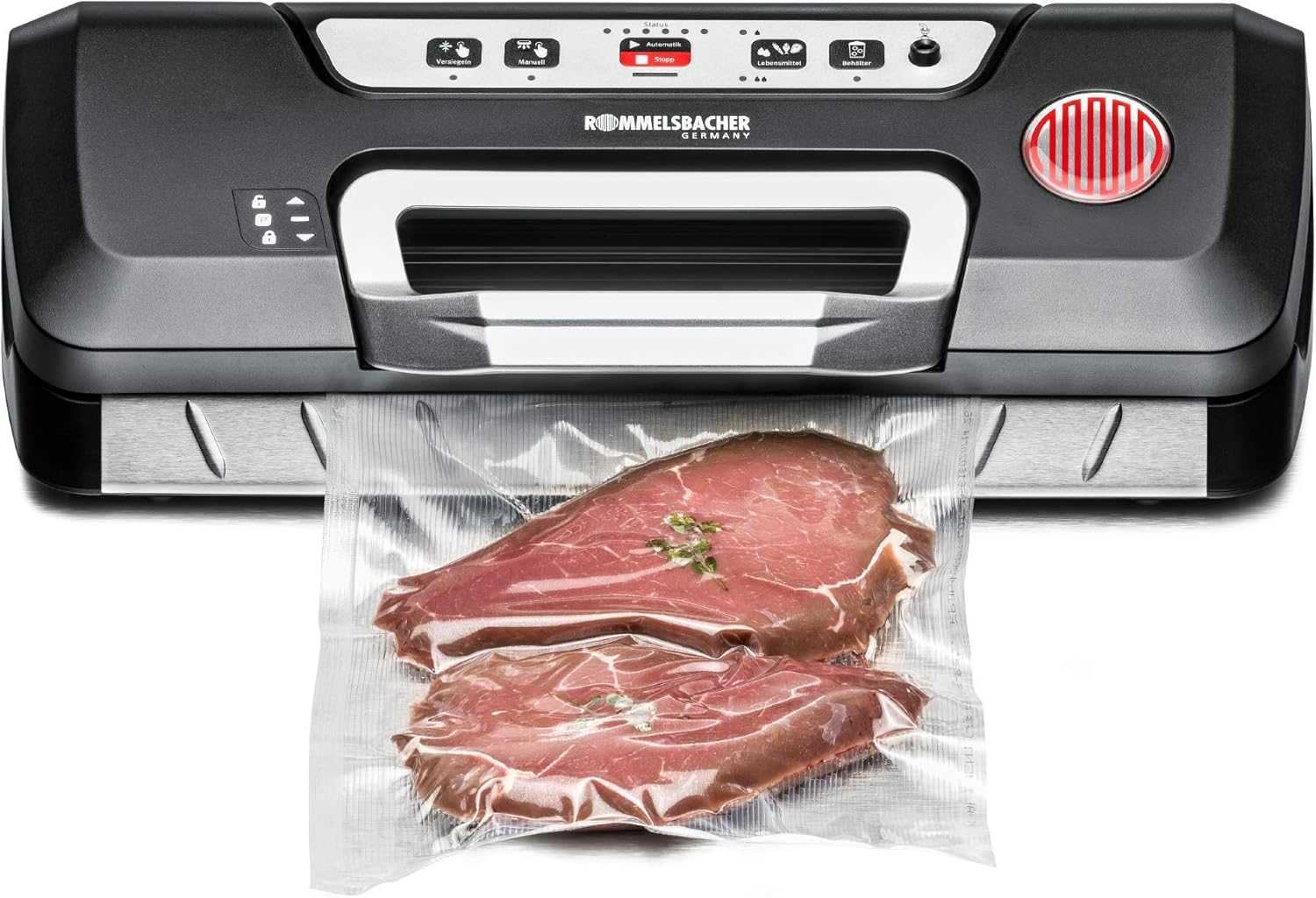 ROMMELSBACHER Vacuum Sealer VAC 285 &ndash; Suction Capacity 9 Litres/Min, One-Hand Operation, for Long-Term Operation, Fully Automatic Vacuum Sealing & Sealing, 2 Sealing Times, for Films up to 30 Cm Wide