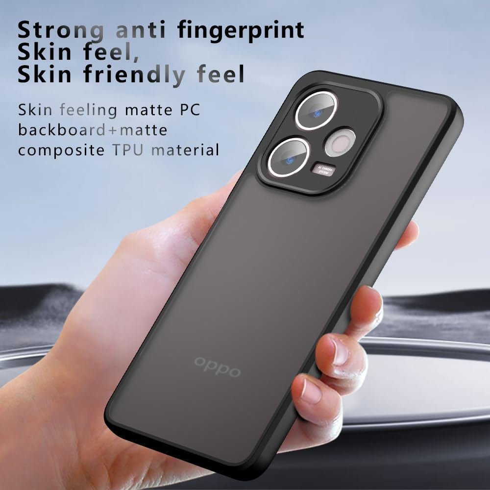 TQLGY Matte Case for Oppo A5 Pro 5G 6.67-Inch, Shockproof Military Grade Drop Protection, Frosted Translucent Skin-Touch Hard Back Slim Phone Cover, Black image number 2