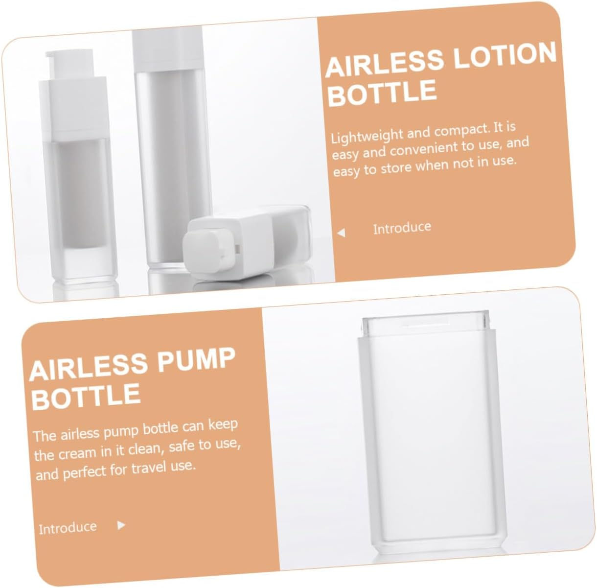 ULTECHNOVO 3Pcs Matte Square Airless Pump Bottles Refillable Lotion Containers for Cosmetics Skincare Travel Lightweight Press Pump Dispensers for Creams and Serums image number 1