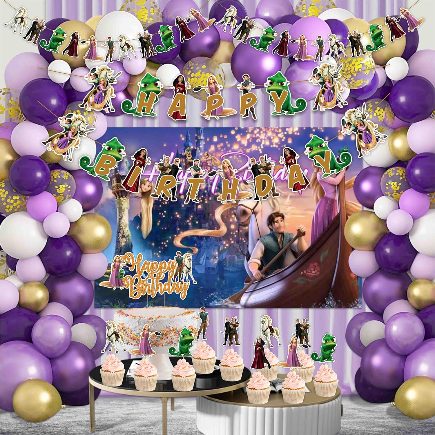 Rapunzl Theme Birthday Party Supplies | Enchanted Princess Decorations for Kids Fairy Tale Parties & Magical Royal Celebrations