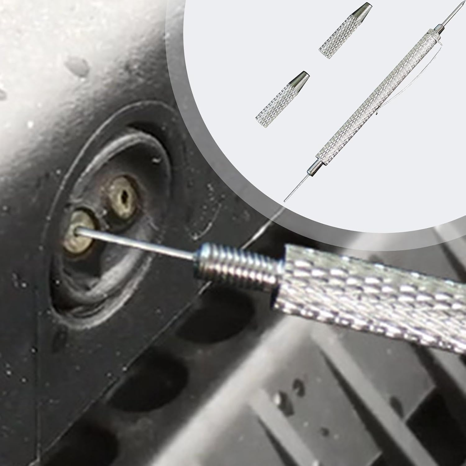 Windshield Sprayer Nozzle Needle, 2-In-1 Windscreen Washer Wiper Nozzle Adjustment Tool, Automotive Replacement Windshield Wiper Nozzles for Blockage Removal image number 2