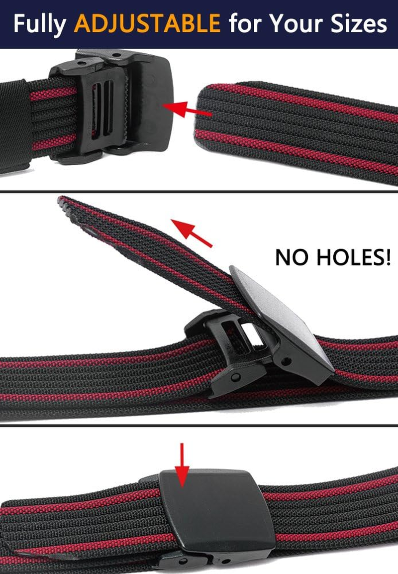 Men'S Nylon Belt, Military Tactical Belt with YKK Plastic Buckle, Durable Breathable Canvas Belt for Work Outdoor Cycling Hiking Skiing, Adjustable for Waist 27-49" [53"Long1.5"Wide] image number 5