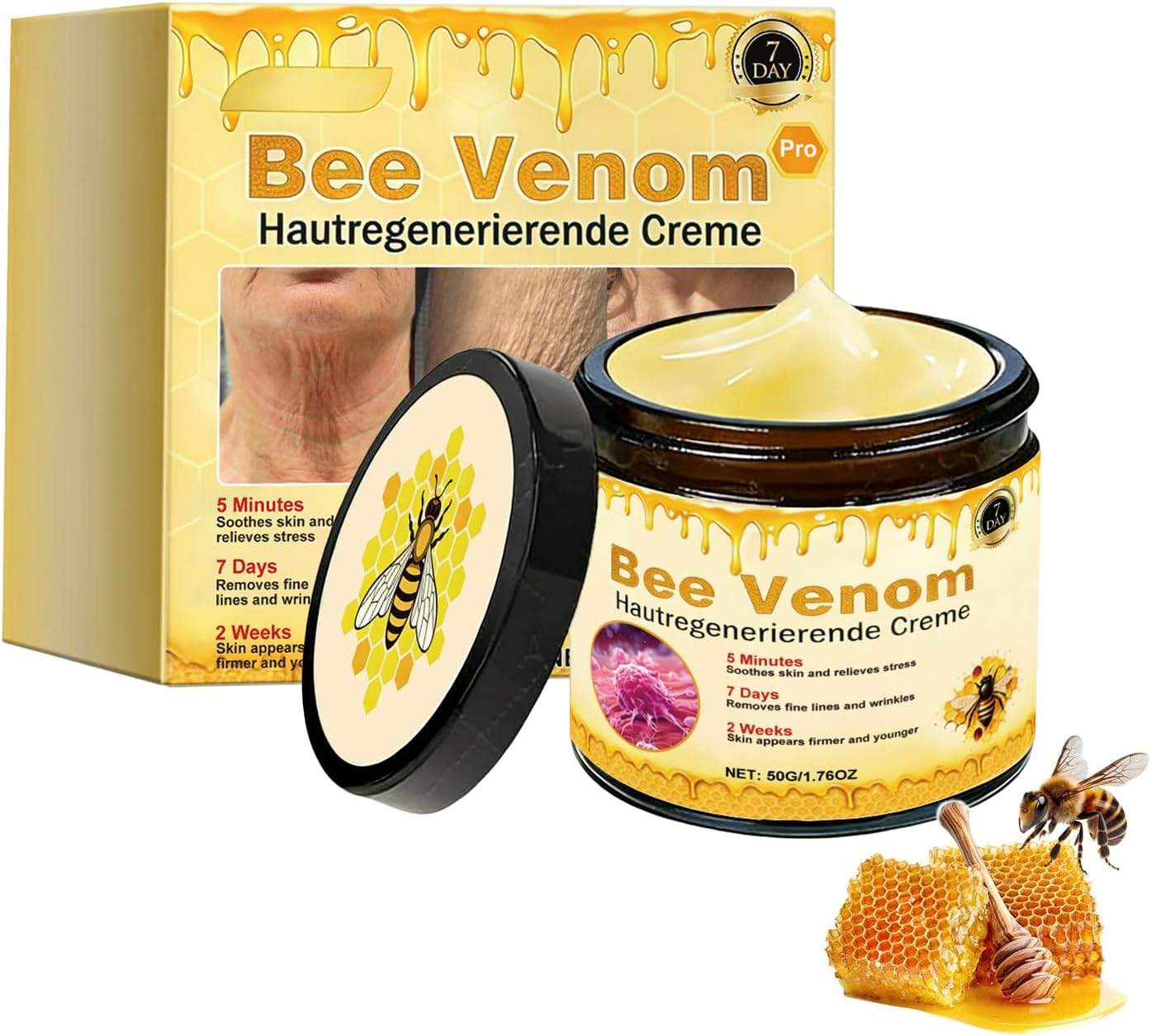 Bee Venom Skin Treatment Cream, Comprehensive Cream, Wrinkles and Fine Lines, Natural Moisturizer for All Skin Types, Gentle and Non-Irritating, Suitable for All Skin Types (1Pcs)