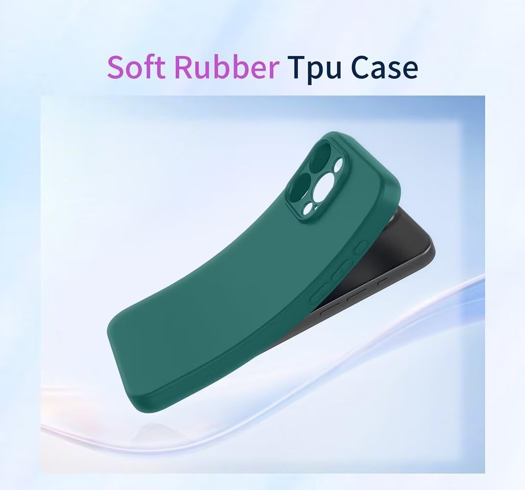 SEAHAI Case for Nothing Phone (3A) Pro, Ultra Thin Silky-Soft Touch Soft Liquid Silicone Phone Cover with Shockproof Airbag Design, Premium TPU Bumper Fashion Case - Dark Green - Blue image number 4