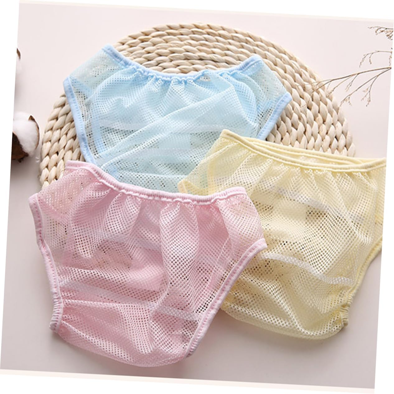3Pcs Washable Mesh Cloth Diaper Cover Breathable Training Pants for Potty Practice for Months image number 4