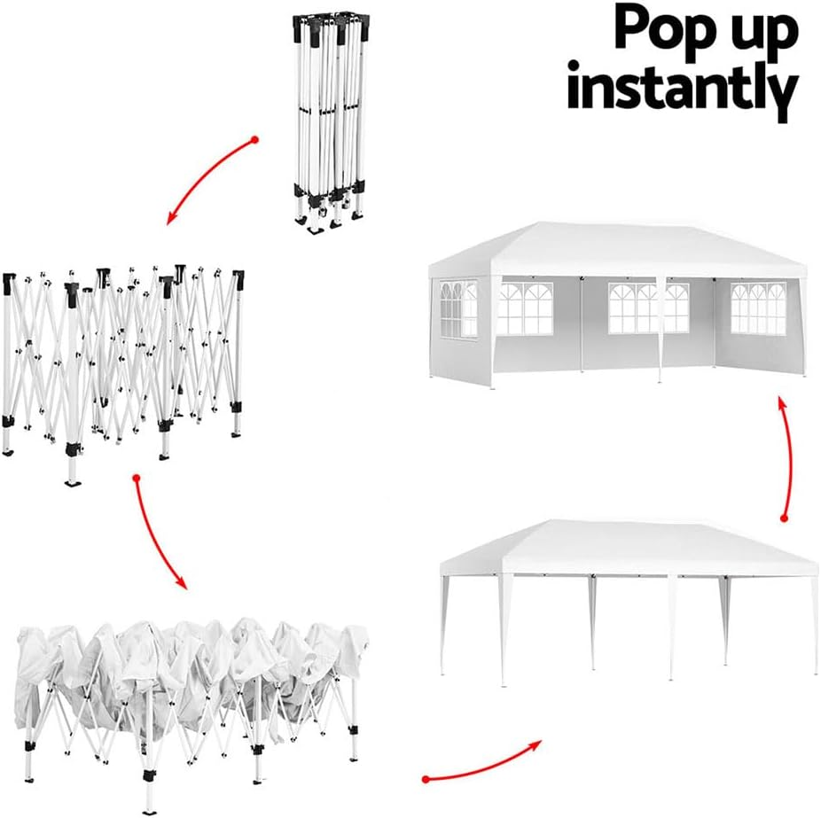 Instahut Gazebo Pop up Marquee 3X6M Wedding Party Outdoor Camping Canopy White image number 1