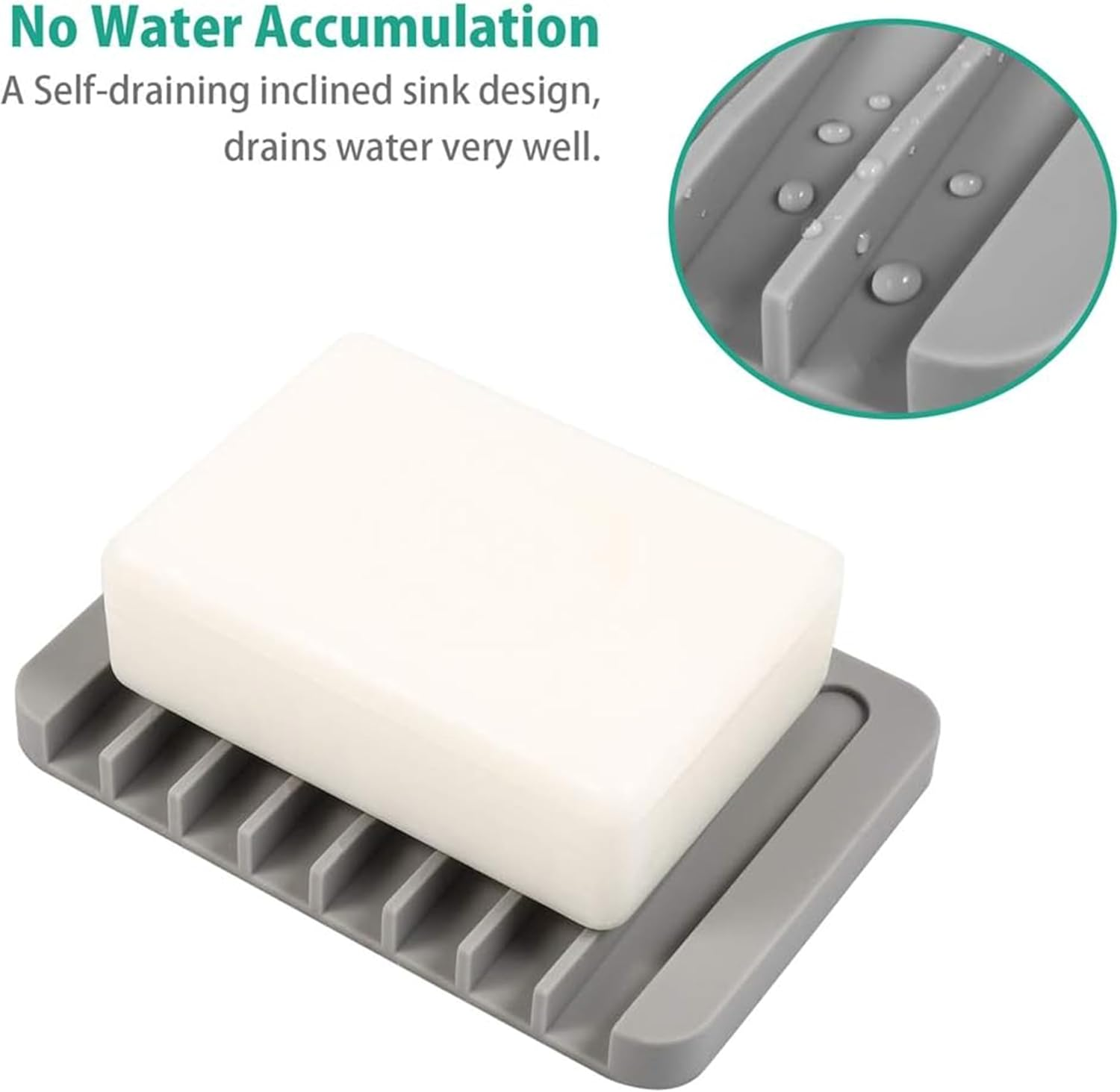 3 Pack Self Draining Soap Holder Set, Silicone Soap Dish & Sponge Tray for Bathroom, Shower, Kitchen - Durable, Anti-Slip, Easy Clean Soap Saver - Ideal for Bar Soap, Shampoo, Bath Sponges