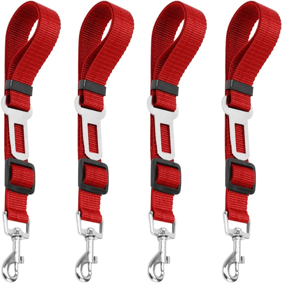 4 Pack Pet Dog Cat Seat Belt,Yucool Adjustable Length Pet Seat Belt Pet Accessories for Dogs Cats and Pets-Red image number 3