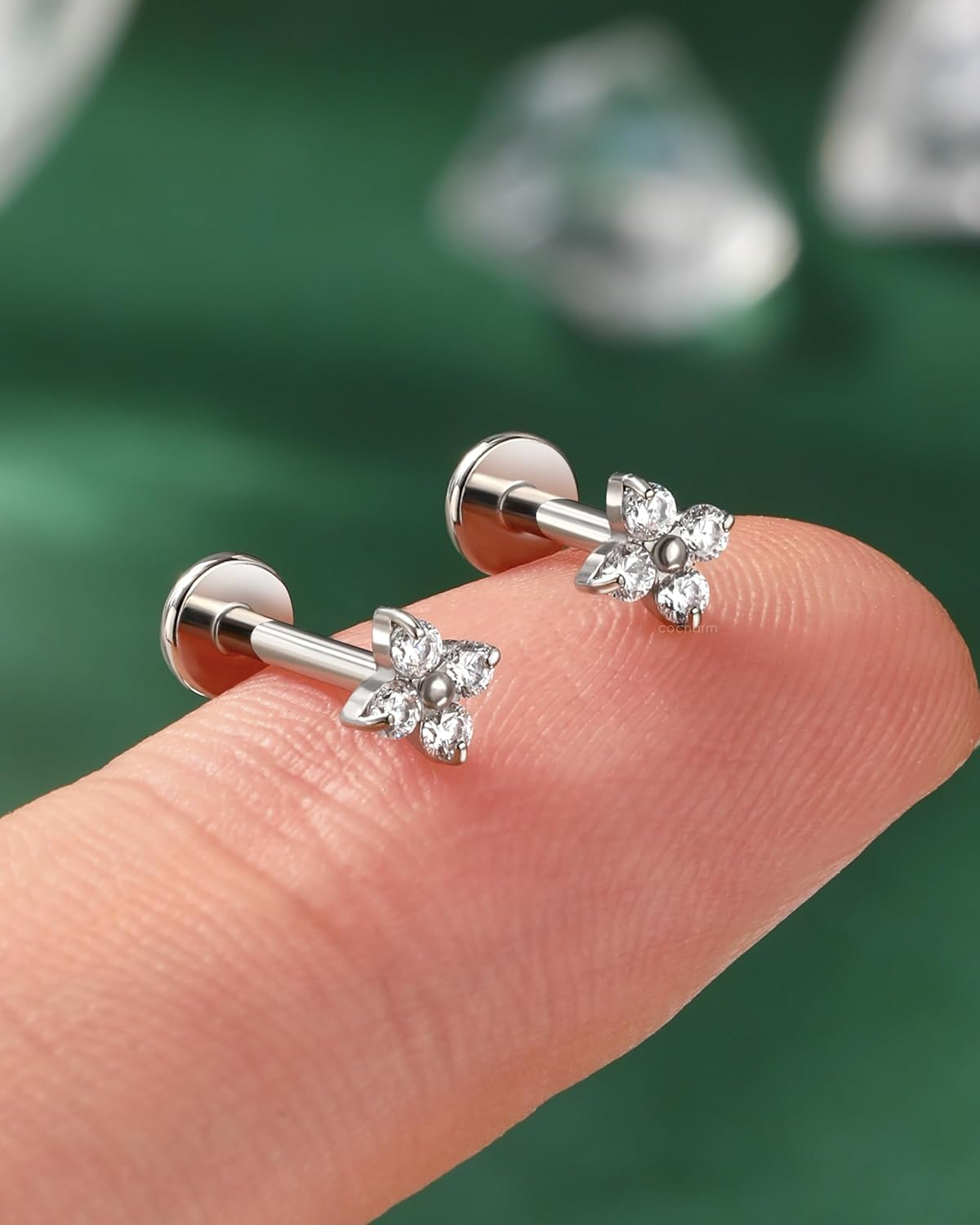 COCHARM F136 Titanium Hypoallergenic Helix Cartilage Tragus Piercing Jewellery 16G Threadless Cartilage Labret Bar 6Mm 8Mm Conch Bar Push Pin image number 1