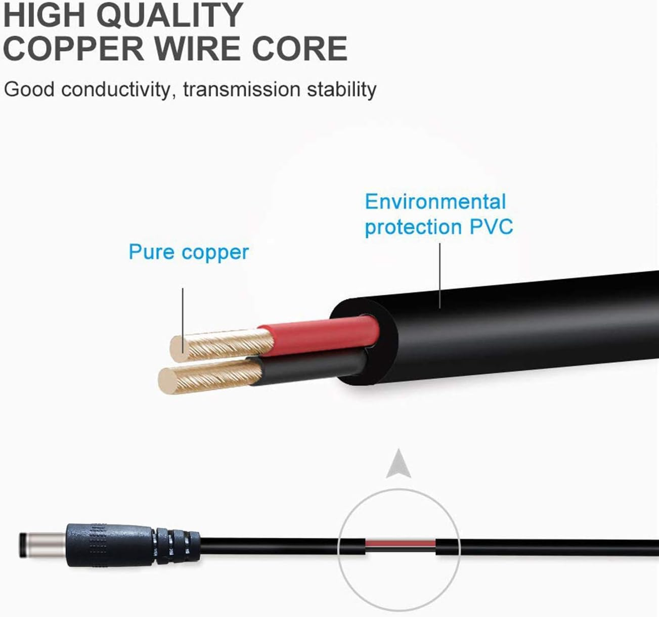 Liwinting 1.5M/4.92Ft USB to DC Power Cable, 5V USB DC Cable, 2.1 Mm X 5.5 Mm DC Barrel Male Jack Converter Power Charging Cable for Laptop Notebook, Mini Speaker, Tablet, Router, USB Light - Black