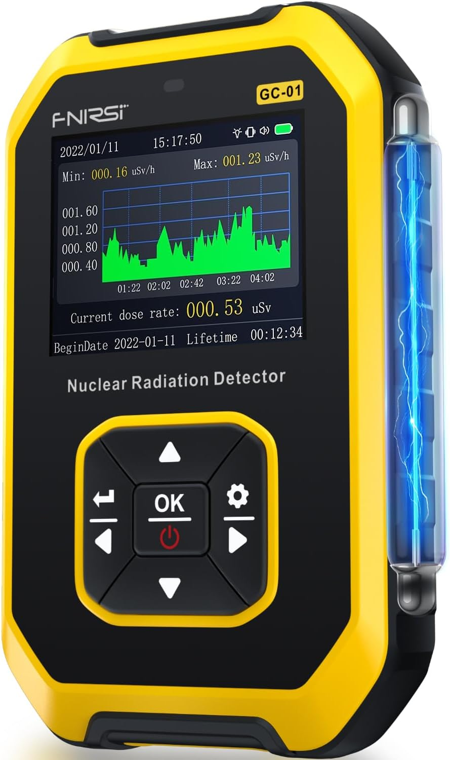 FNIRSI Geiger Counter Nuclear Radiation Detector - Radiation Dosimeter with LCD Display, Portable Handheld Beta Gamma X-Ray Rechargeable Radiation Monitor Meter, 5 Dosage Units Switched,0.0&Mu;sv-500Msv image number 2