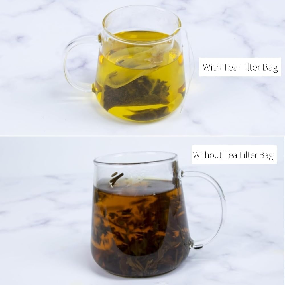 300 Pcs Disposable Tea Filter Bags,Natural Pulp Material Drawstring Seal Tea Bag Empty for Loose Leaf Tea (7 X 9 Cm) image number 2