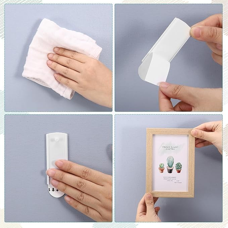 Large Universal Frame Hanger, 10 Hooks + 14 Adhesive Strips, Heavy Duty No Nail Damage-Free Hanging for Pictures, Mirrors, Art image number 5