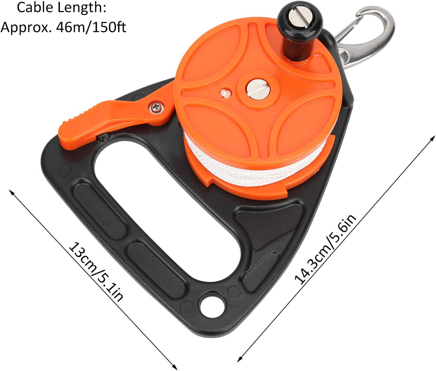 Lwuey Scuba Dive Reel, 150Ft Dives Reel with Thumb Stopper Finger Spool Float White Line Spearfishing Spool Diving Equipment Underwater Safety Handle Stop Switch Wreck Snorkeling Canoe Drift Kayak image number 4