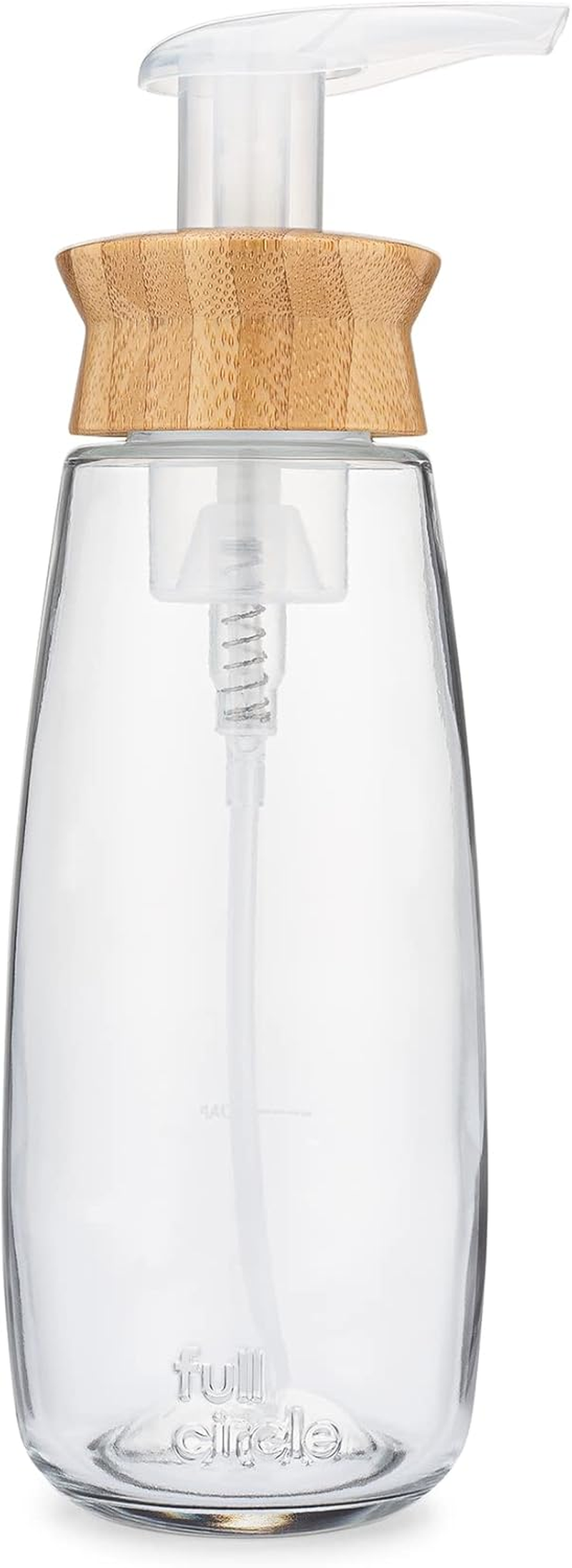 Full Circle 16 Oz. Foaming Soap Dispenser, Transparent, Glass Bamboo Plastic Silicone, Refillable, Wide Mouth, Automatic Pump image number 3
