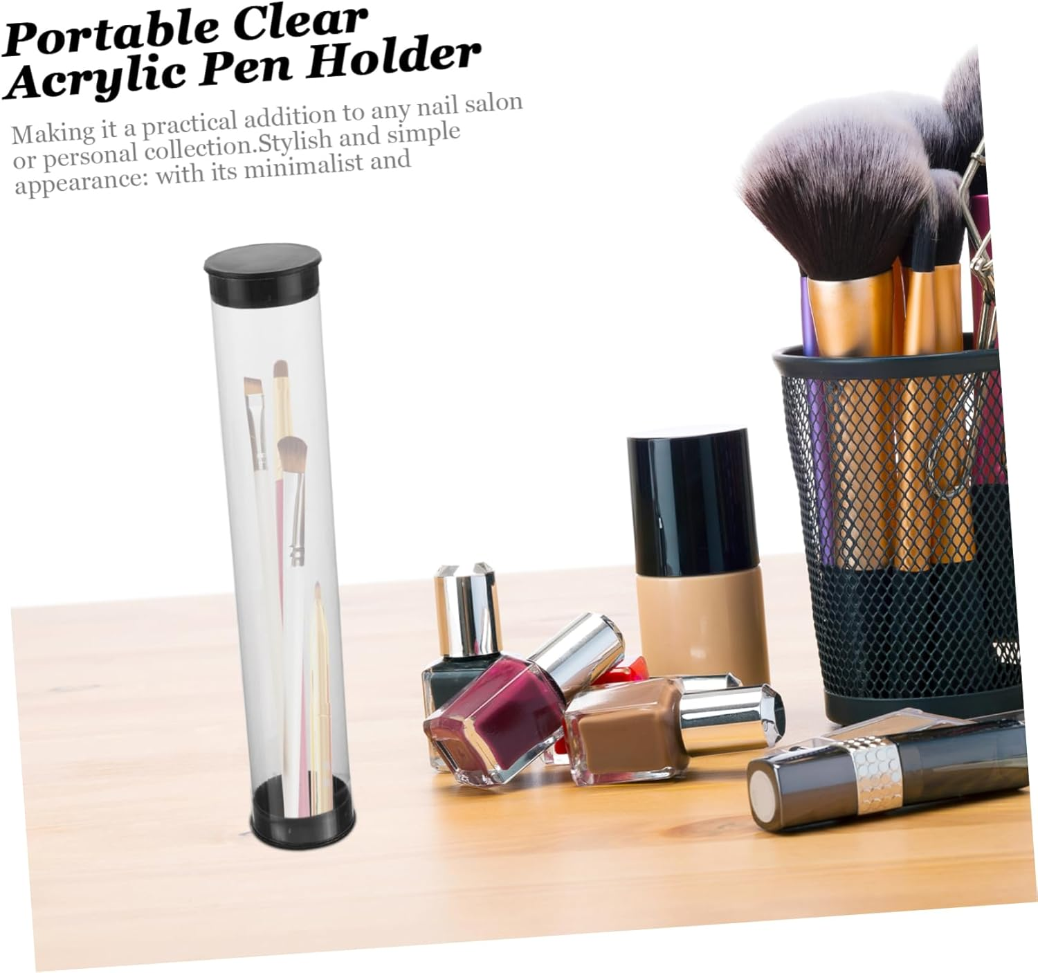 HAPINARY Clear Acrylic Nail Art Pen Holder with Portable Dustproof Design Transparent Organizer for Nail Brushes Spacious Storage for Home and Salon Use Easy Access Pen Stand image number 4