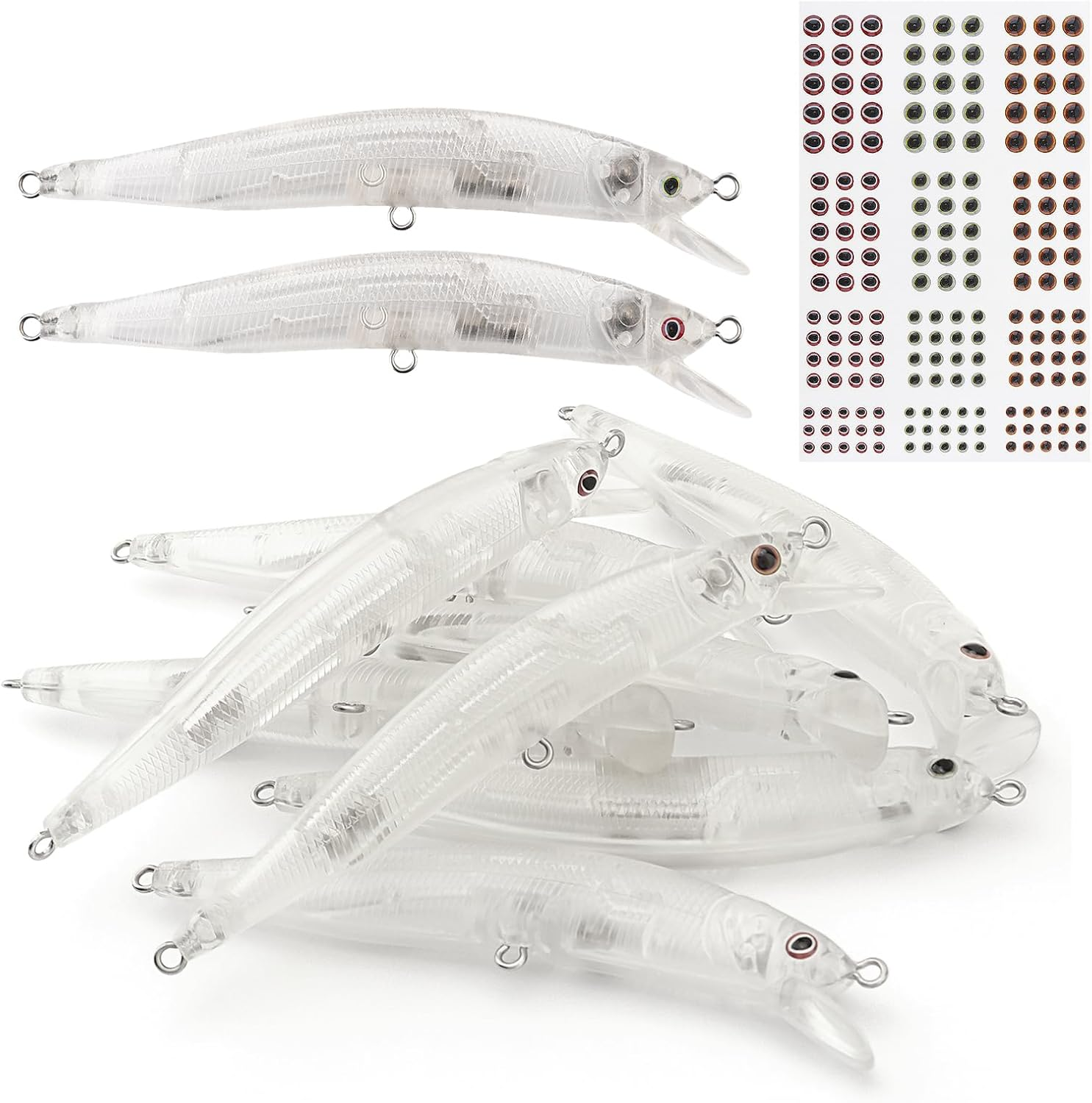 Origlam 20Pcs Lure Blanks Unpainted Fishing Lures, Blank Unpainted Minnow Crankbaits, Topwater Fishing Blanks Lures with 3D Fishing Eye for Salmon Trout Bass image number 5