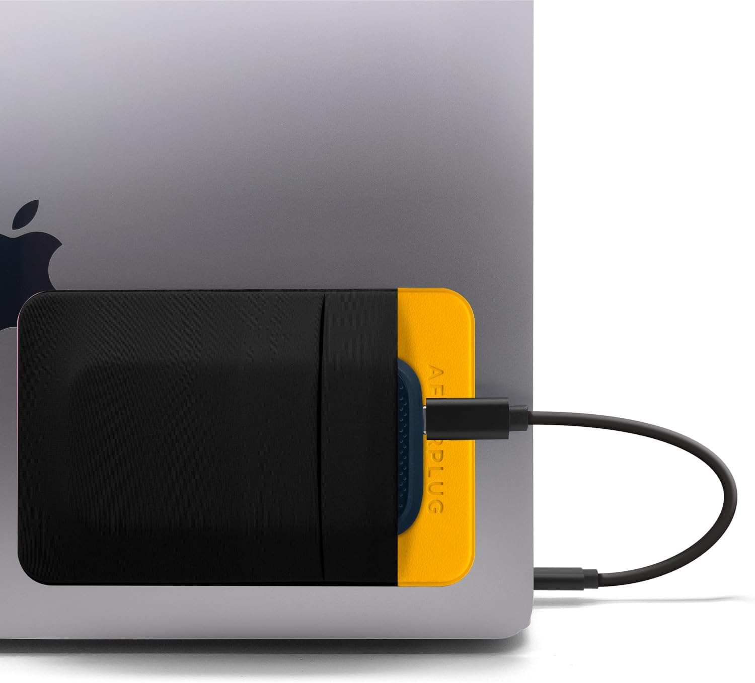 Afterplug 2-Pocket Adhesive Pouch for Laptop, Compatible with External Portable SSD, Magic Mouse, USB Cable and More - Black