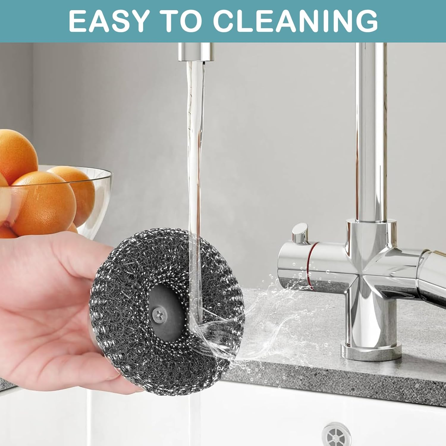 2Pcs Stainless Steel Scrubber with 2 Replacement Wire Pads, Steel Scrubber for Dishes with Stainless Steel Handle, Steel Wool Scrubber for Cleaning Dishes, Stock Pots, Pans, Griddles, and Grills image number 1