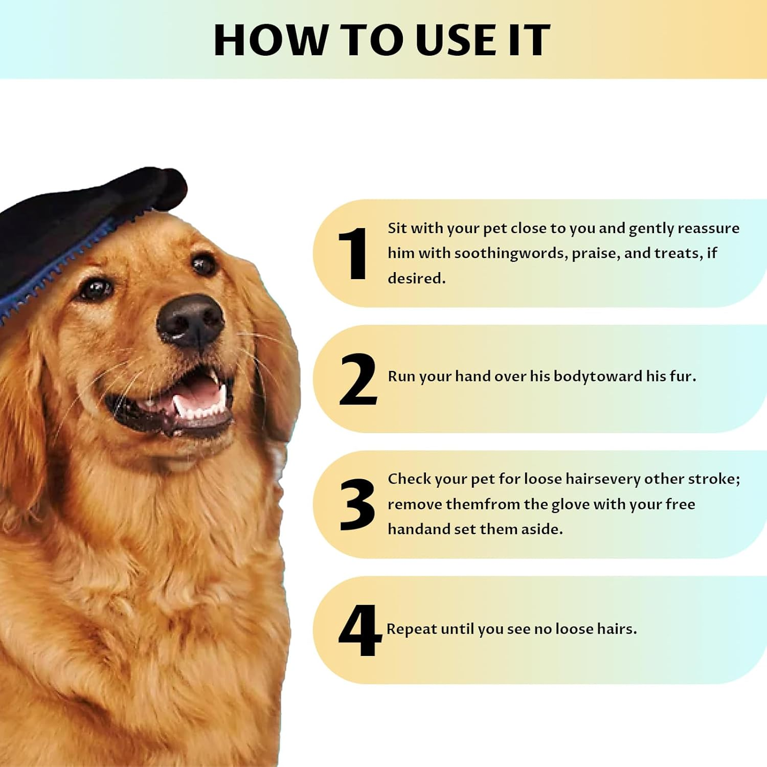 Velmoriah Pet Grooming Gloves, Silicone Hair Removal Gloves for Dogs and Cats, Multi-Function Grooming Mitt for Shedding, Bathing, Massaging