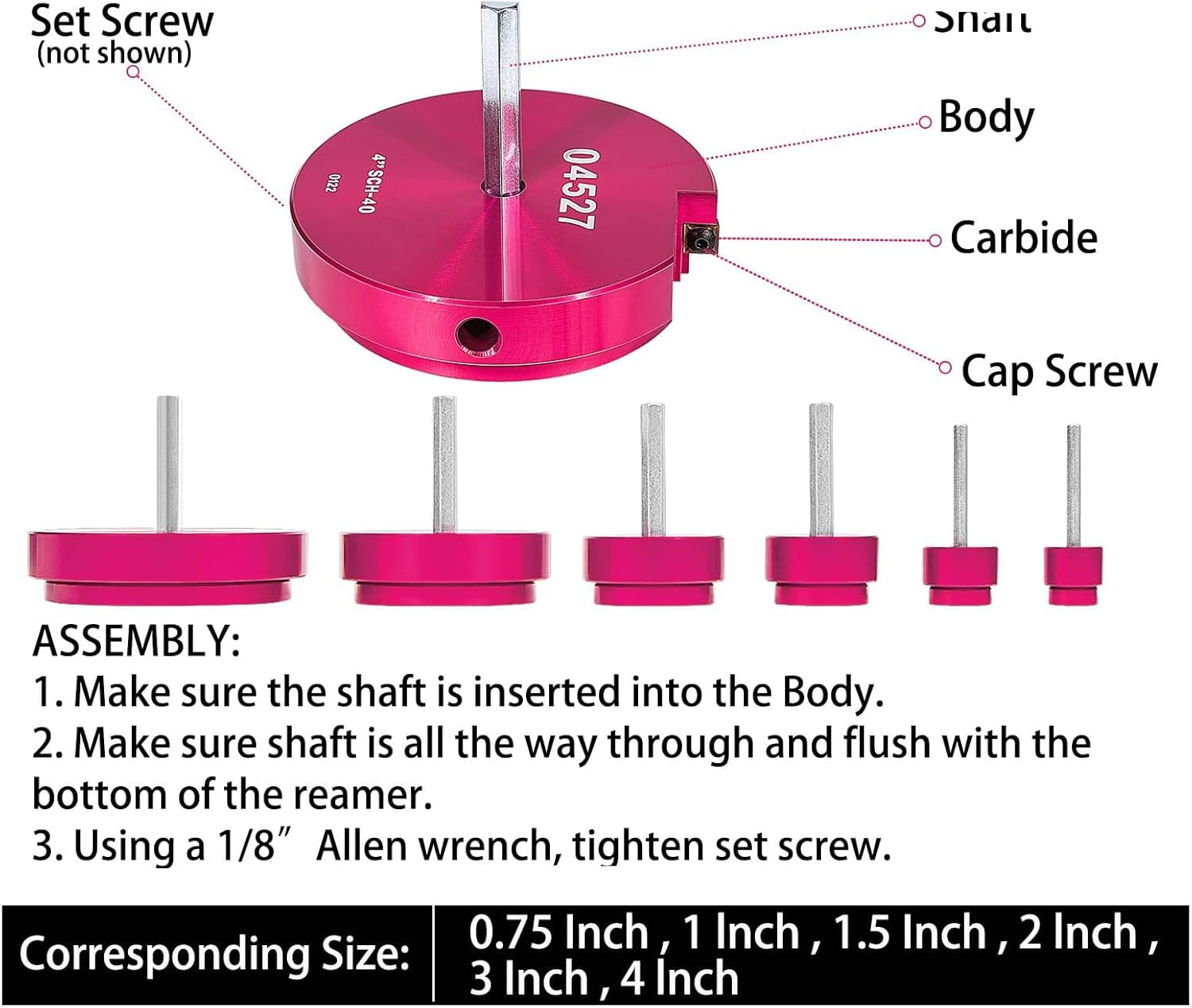 04529 for PPRK6 Plastic Pipe Fitting Reamer 6 Piece Kit Fit into Standard 1/2" Drills PVC Pipe Reamer Tool Contains PPR75, PPR100, PPR150, PPR200, PPR300 and PPR400 image number 3