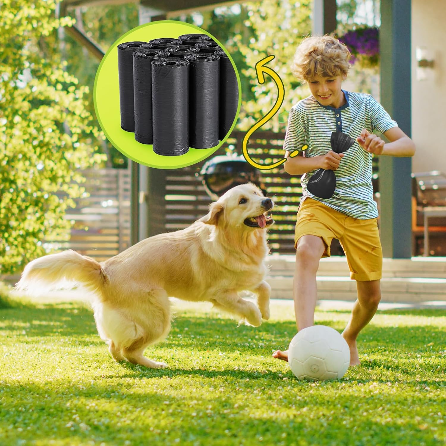 Aiqinu Pack of 400 Dog Waste Bags, Dog Poop Bags Rolls, Dog Poop Bags, Portable, Black, Unscented, Suitable for Going Out, 22 X 30 Cm (20 Rolls, 20 per Roll) - Black-400Pcs image number 2