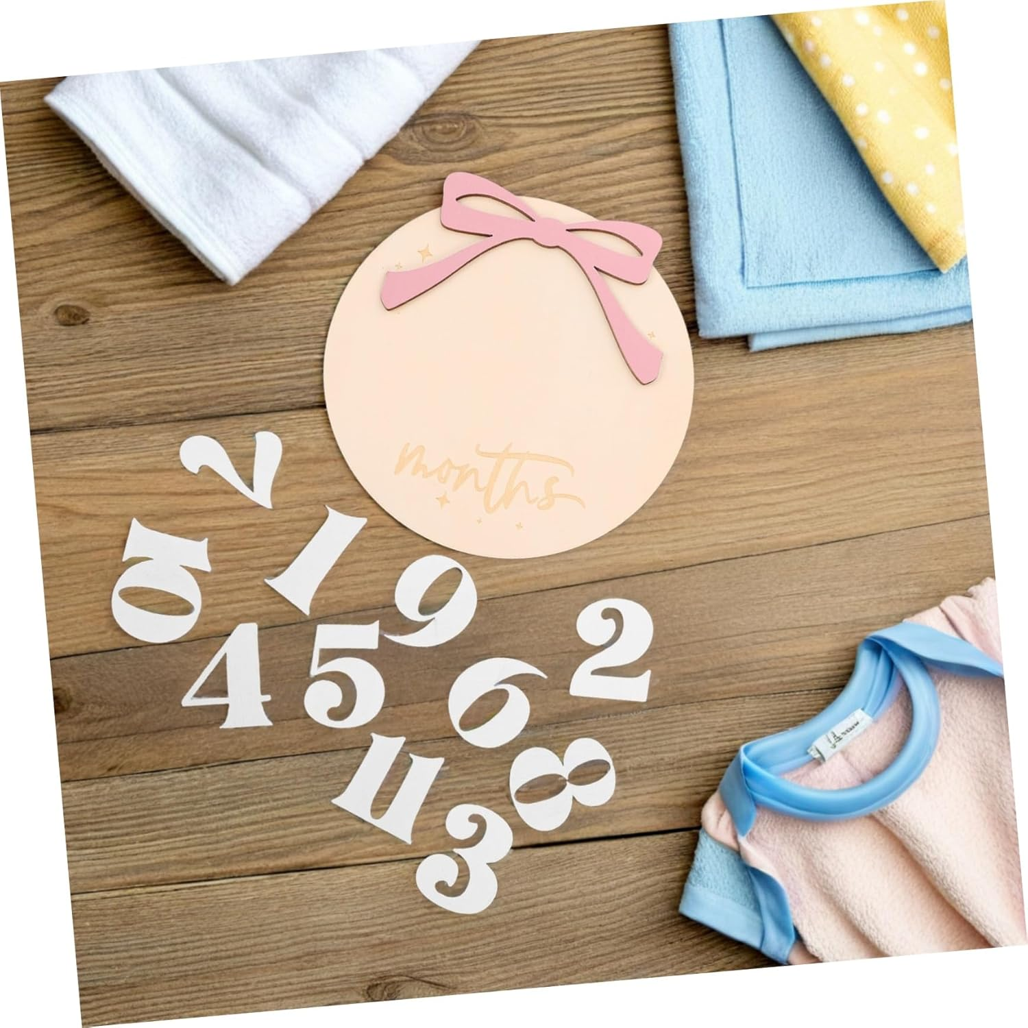Newborn Calendar Milestone Signs Wooden Monthly Growth Documentation for Photoshoots Birth Announcement Props image number 5