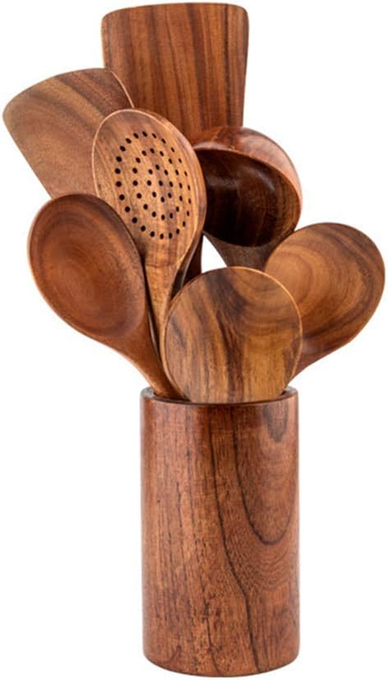 Teak Kitchen Utensils,Wooden Soup Spoon Kitchenware Seasoning Scoop Dipping,Oil Dipper,Meal Rice Scoop,Natural Utensils Handcrafted Cutlery Tool (Soup Spoon(10.6X3.15In))&hellip;
