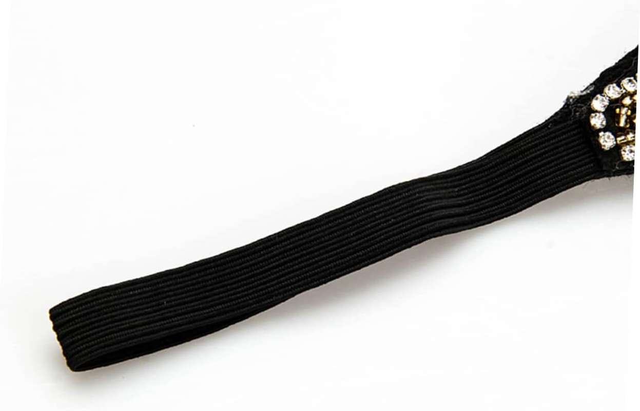 KALLORY Handmade Rhinestone Beaded Elastic Headband for Women Girls Crystal Hairband Women Hair Hoop for Casual Outings and Parties image number 4