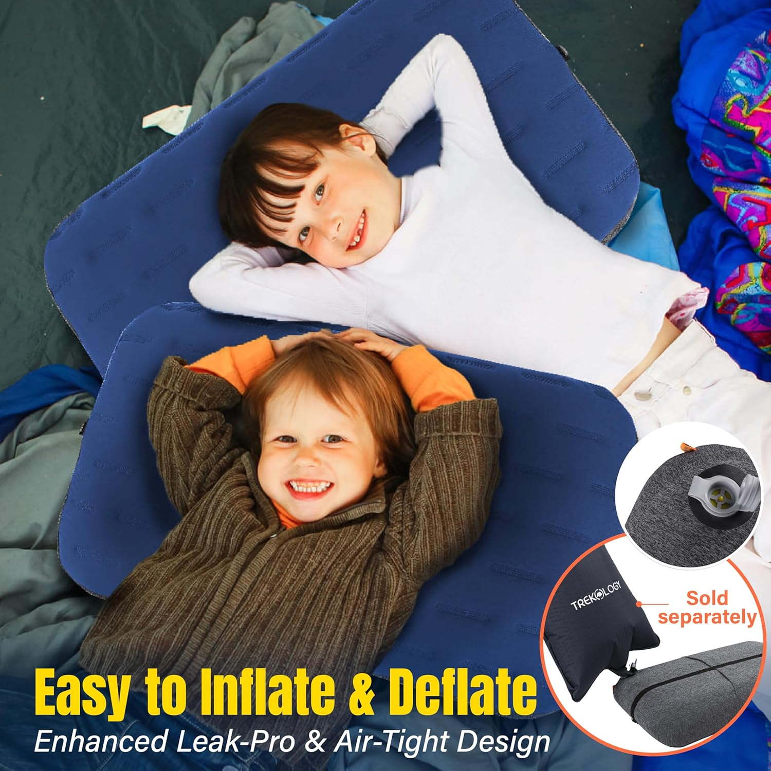 TREKOLOGY Large Inflatable Camping Pillow &ndash; Home-Sized Comfort for Outdoor Adventures | Portable, Easy-To-Inflate, Ideal for Camping, Backpacking, and Travel - ALUFT Ultra