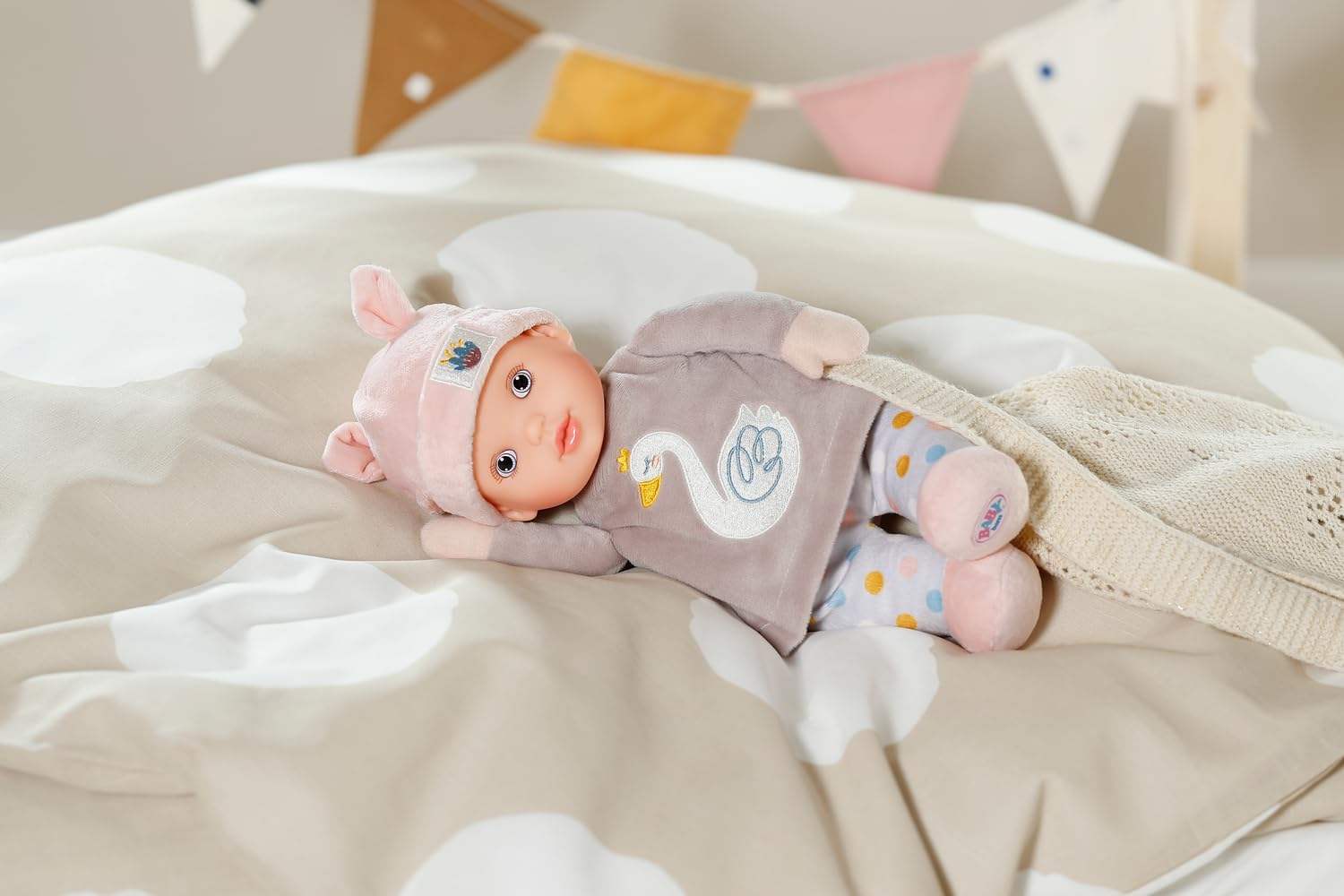 BABY Born for Babies Sweetie Mauve, Soft 30Cm Grey Fabric Doll with Soft Touch Material and Integrated Rattle for Newborn Babies image number 3