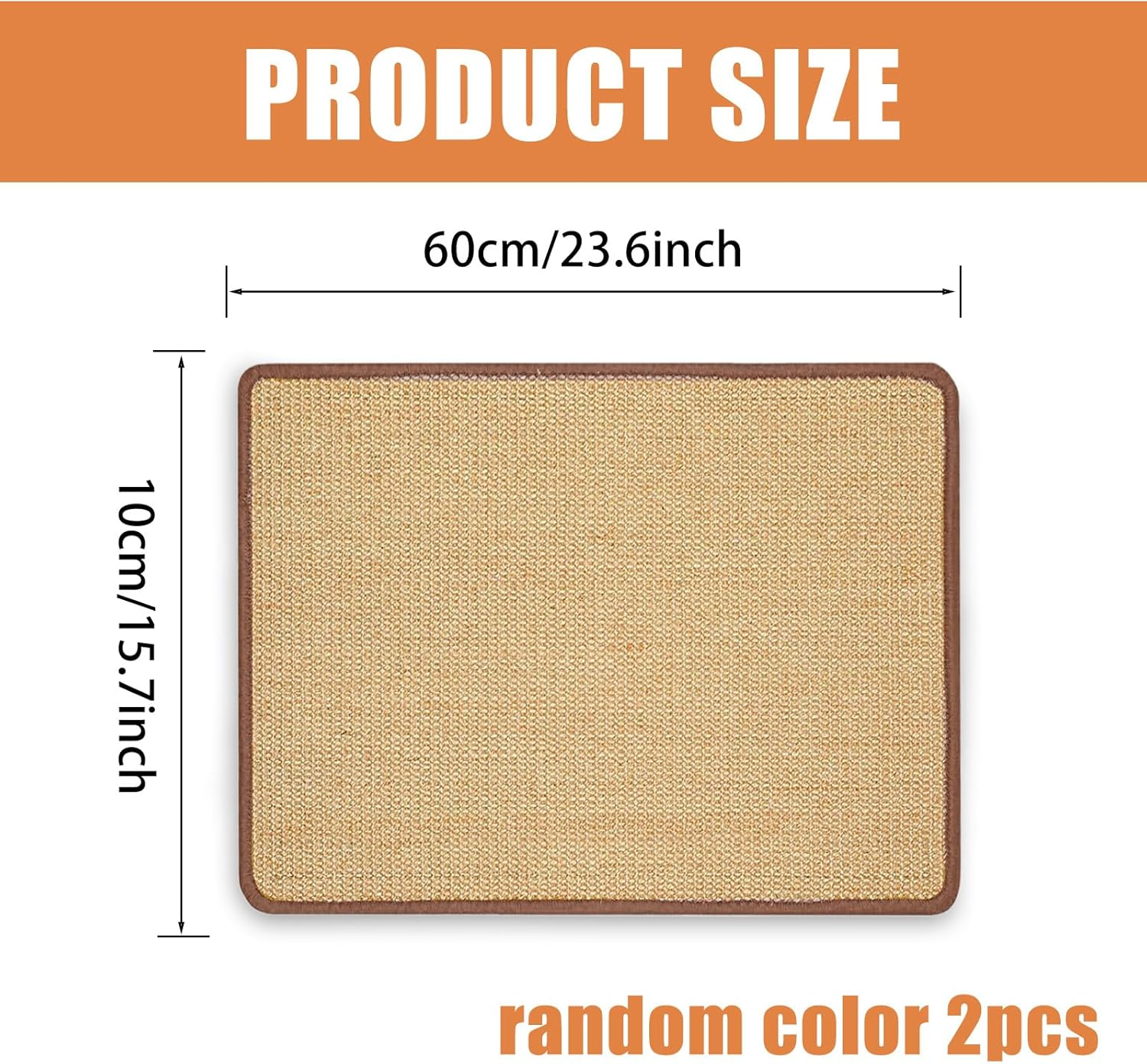 Pack of 2 Cat Scratching Mat, Scratching Mat for Cats, Cat Scratching Mat, Sisal Cat, Natural Sisal Scratching Mat, Sisal Rug, Cat Scratching Board, Wall for Cats, Protects Carpets, Sofas (60 X 40 Cm)