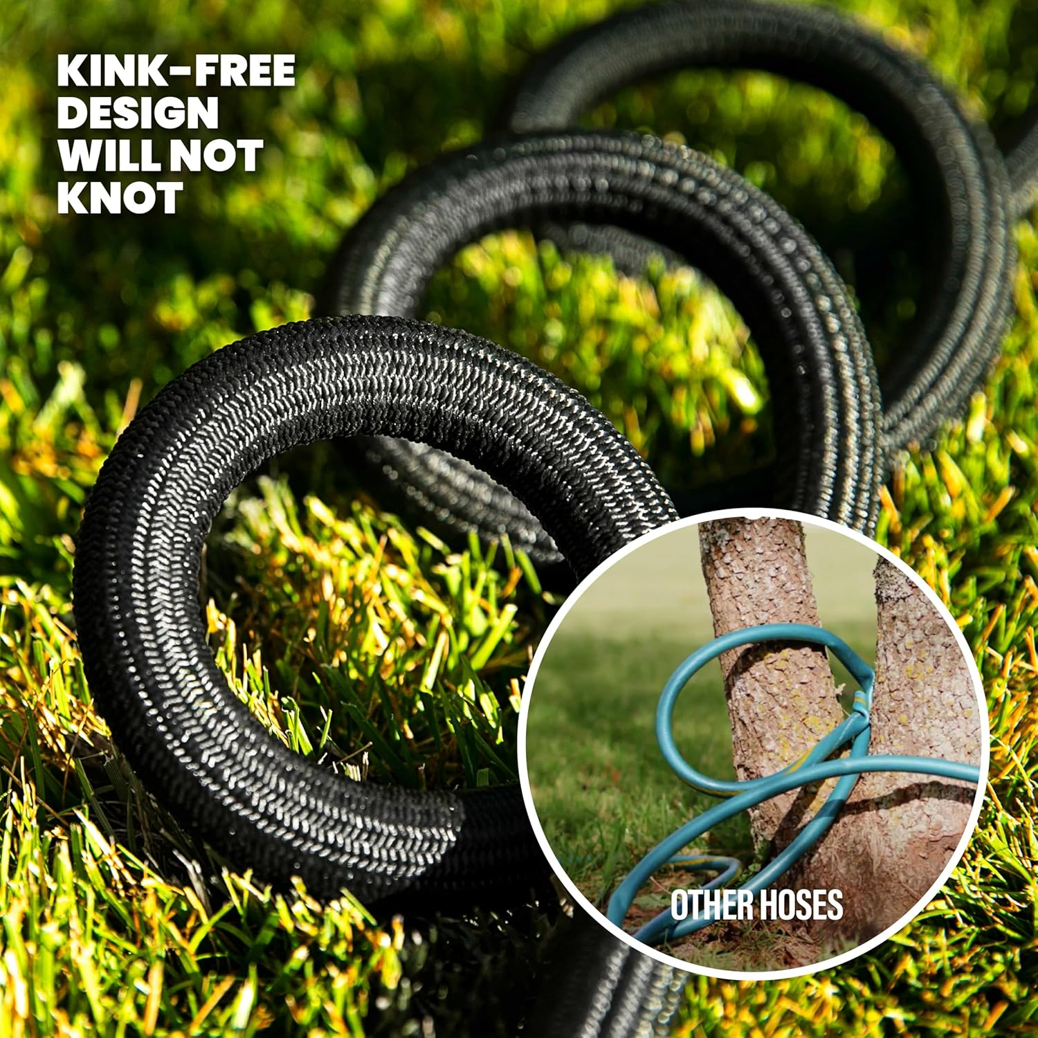 HYDROSTEEL Metal Garden Hose 100 Ft with Nozzle, Water Hose 100Ft, Heavy Duty 3X Layer Stainless Steel Flexible 100 Ft Garden Hose, Lightweight, Easy to Coil, Kink Resistant, 500 PSI as SEEN on TV image number 4