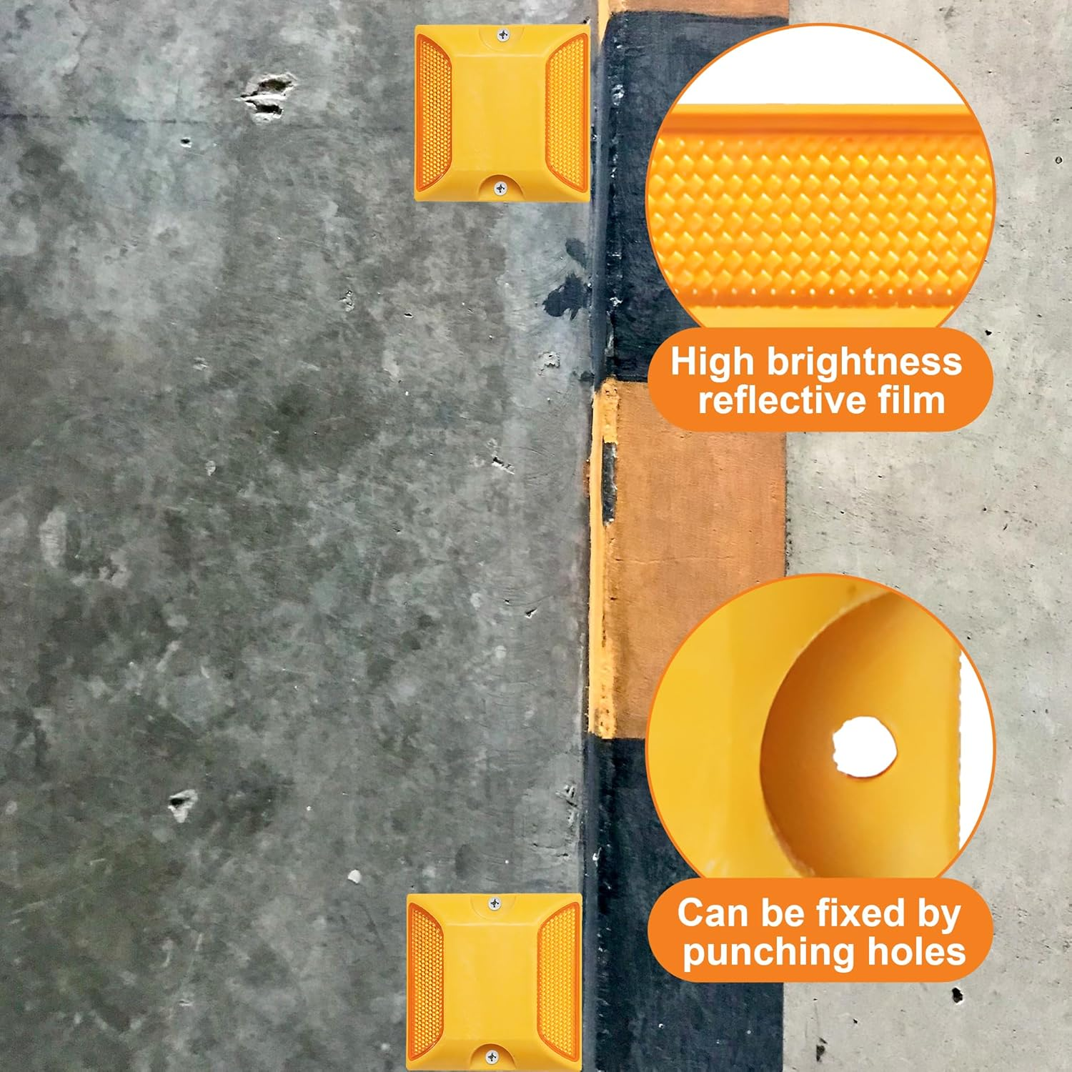 4Pcs High-Visibility Reflective Road Markers - Bright Colors, Nighttime Warning & Multipurpose Use for Parking Lots, Driveways - Ideal for Homeowners and Property Managers image number 1