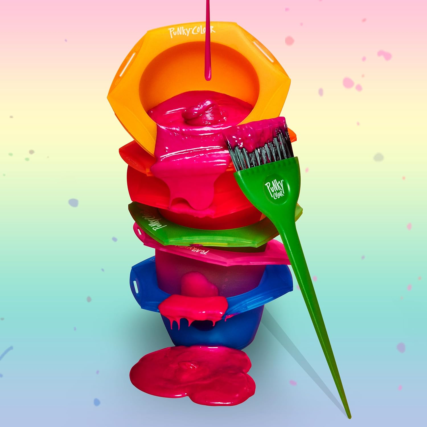 Punky Rainbow Tint Hair Dye Brush and Bowl Set - Multi-Color Hair Coloring Kit with Dye Mixing Bowls & Brushes, DIY Dyeing & Bleaching for Salon & At-Home Use image number 1
