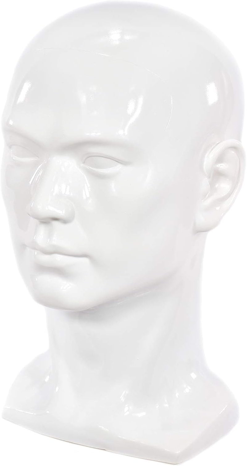 Yotijar Male Mannequin Head, Made PVC Plastic, Making It Quite Resistant to Damage - White image number 3