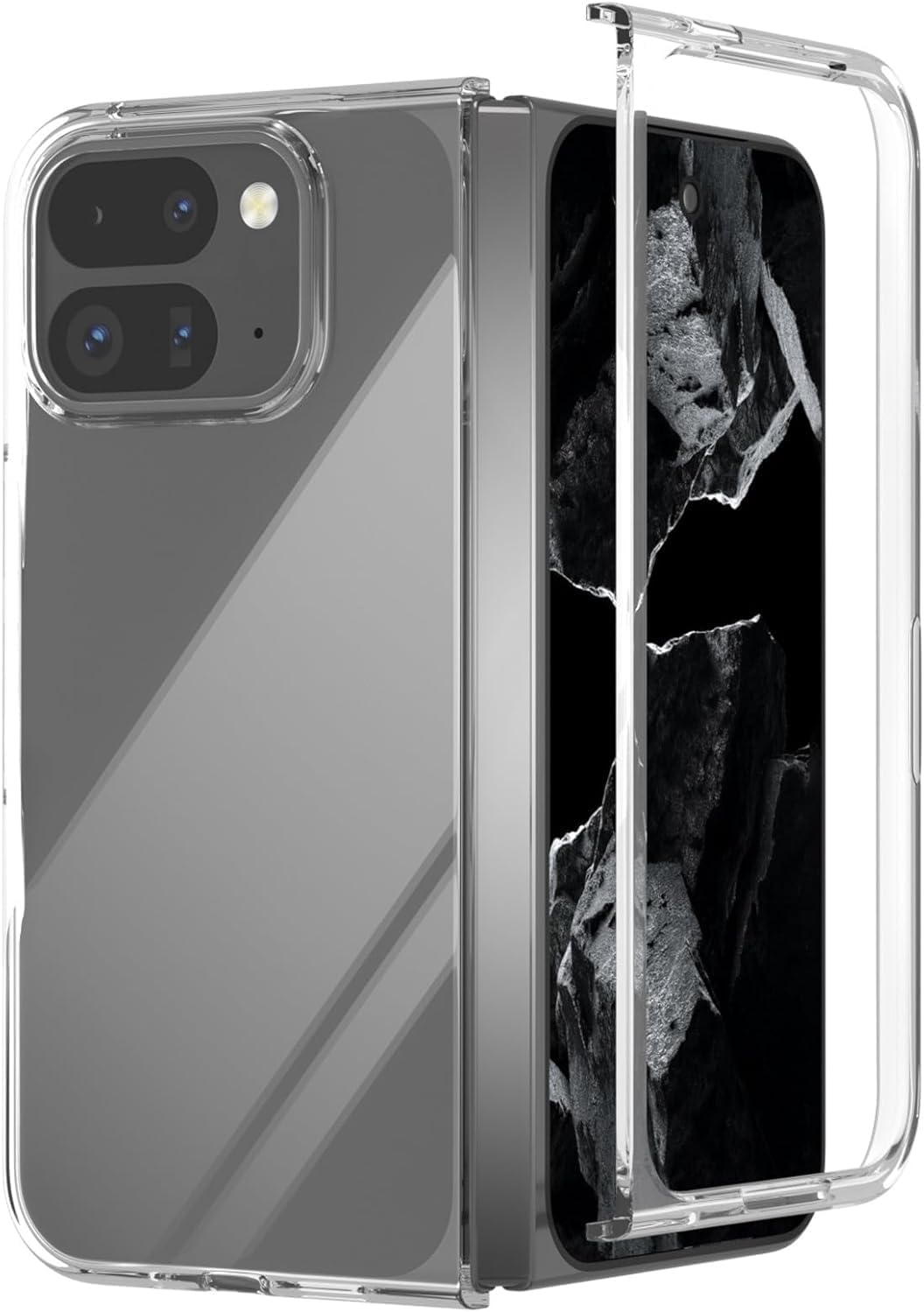 T Tersely Clear Case Cover for Google Pixel 9 Pro Fold (2024), Slim Fit PC Hard Back, Ultra Clear, Shockproof Crystal Protection, [Anti-Yellowing]